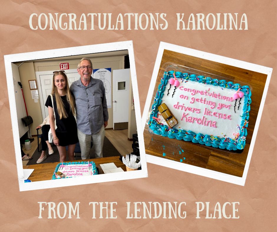 image of a Karolina and Tom and a contgratulations cake